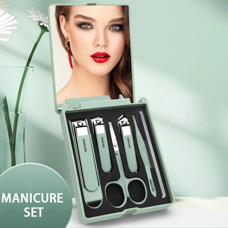 6pcs Nail Care Kit - Compact T - Men'S Grooming Mirror recension och pris