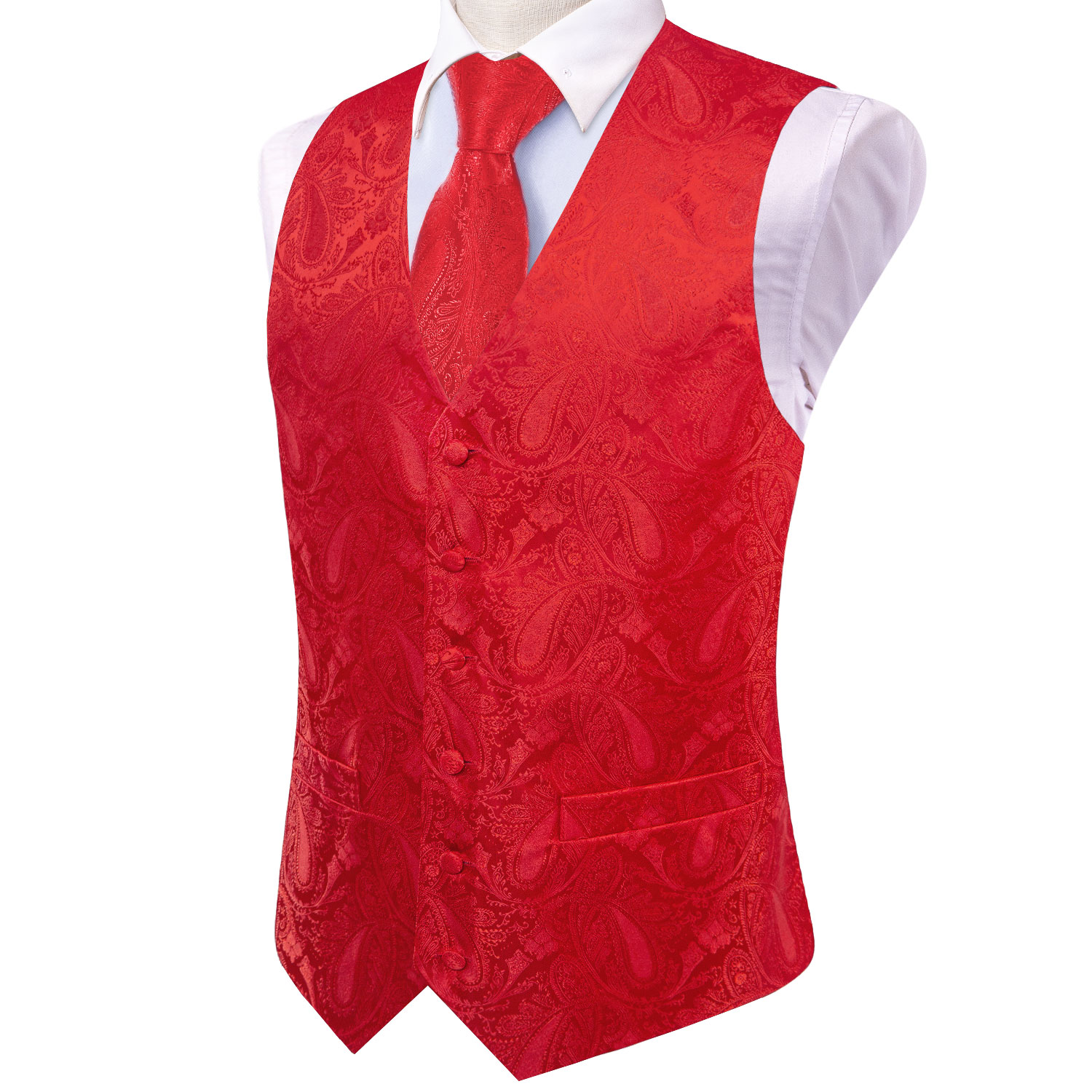Bright Red Paisley Jacquard Wa - Mens Grooming Kit For Wedding recension och pris